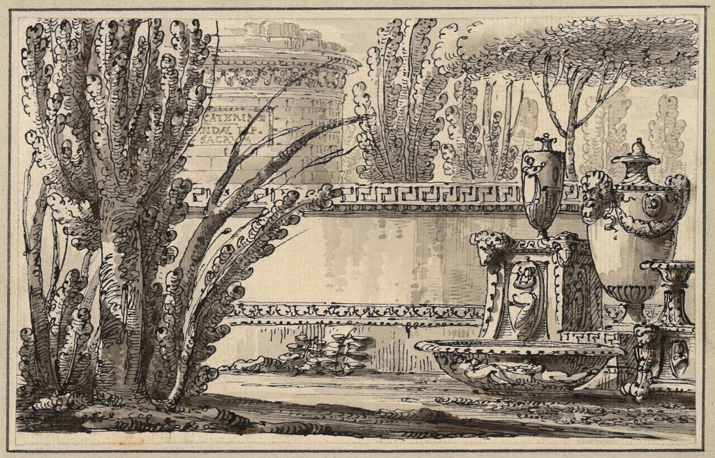 Capriccio con urna e mausoleo